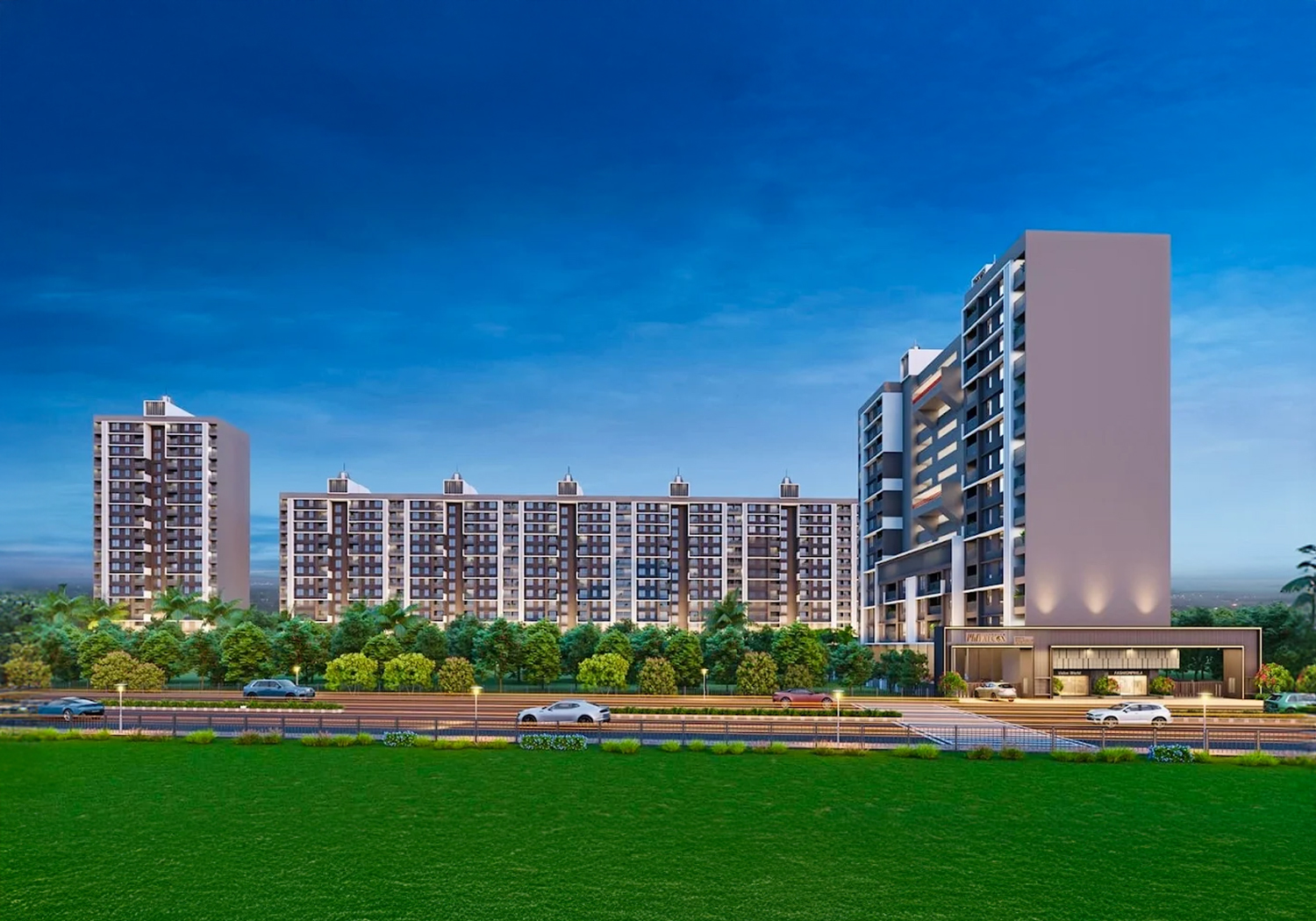 Exterior view of Millennium Falcon &mdash; photo gallery, images, brochure, amenities, cost sheet, price breakup, availability details, RERA number, RERA certificate, possession date, layout plan, logo, floor plan, master plan, and location map showcasing project highlights and features.