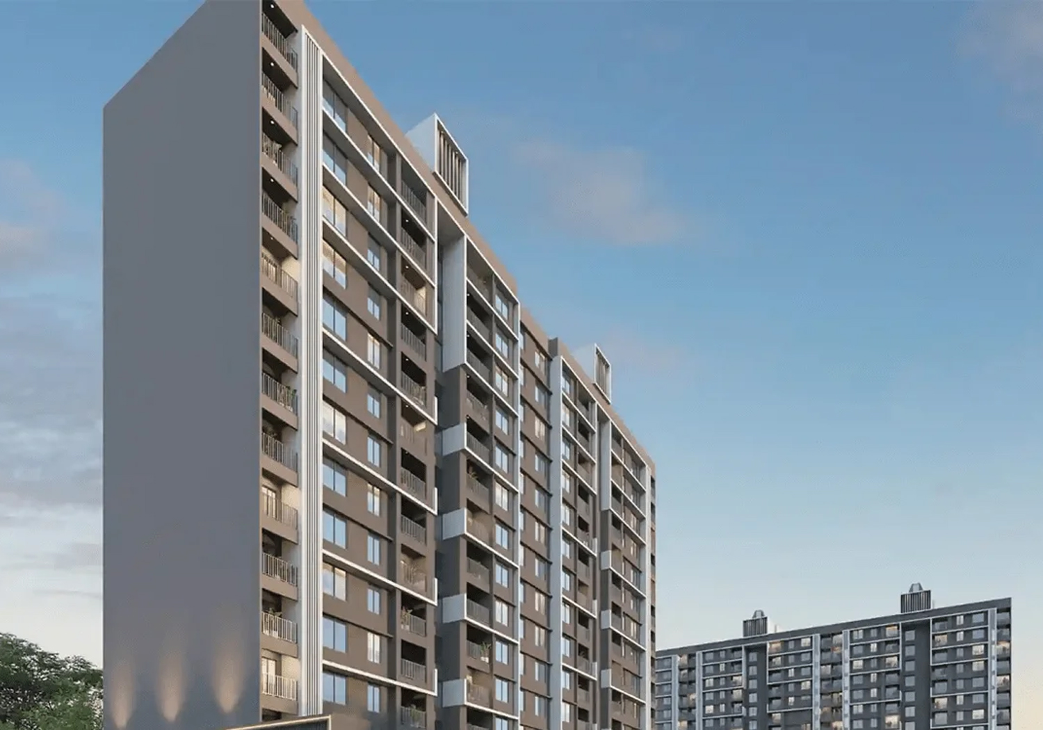 Exterior view of Millennium Falcon &mdash; photo gallery, images, brochure, amenities, cost sheet, price breakup, availability details, RERA number, RERA certificate, possession date, layout plan, logo, floor plan, master plan, and location map showcasing project highlights and features.